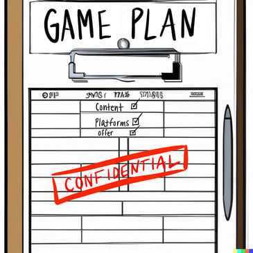 DALL·E_2023-08-03_11.43.36_-_A_comic_book_cover_of_a_clipboard_with_a_game_plan_on_it